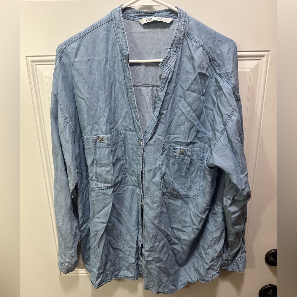 ZARA WOMENS DENIM BUTTON DOWN